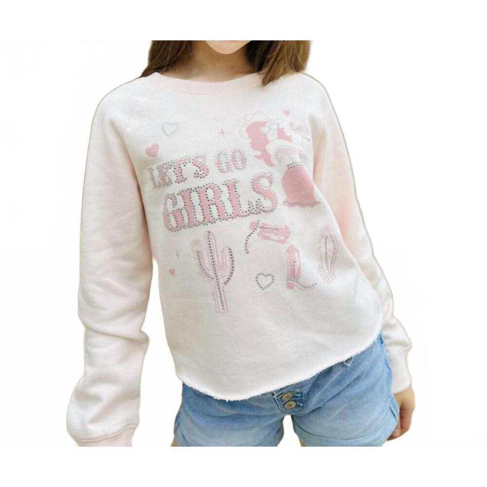 NEW SWEET SOUL tween let's go girls rhinestone sweatshirt in pink